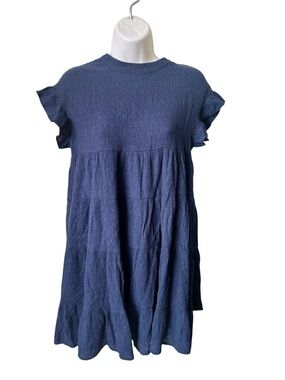 Women's Navy Blue Ruffle Sleeve dress,Sz S